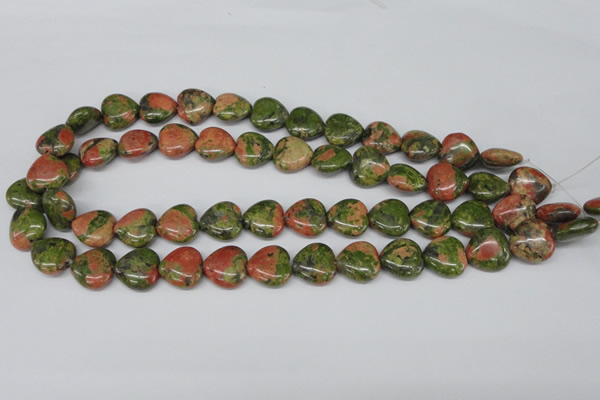 CHG48 15.5 inches 14*14mm heart unakite gemstone beads wholesale