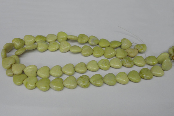 CHG52 15.5 inches 14*14mm heart lemon jade gemstone beads wholesale