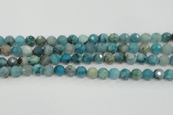 CHM215 15.5 inches 14mm faceted round blue hemimorphite beads