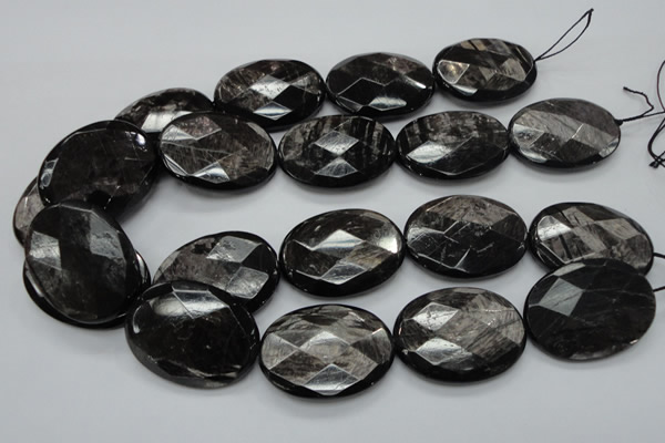 CHS10 15.5 inches 30*40mm faceted oval natural hypersthene gemstone beads