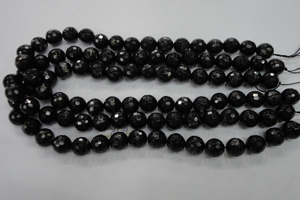 CHS47 15.5 inches 12mm faceted round natural hypersthene beads
