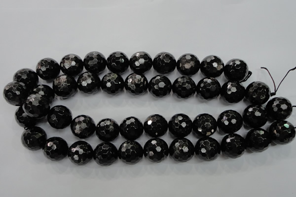 CHS50 15.5 inches 18mm faceted round natural hypersthene beads