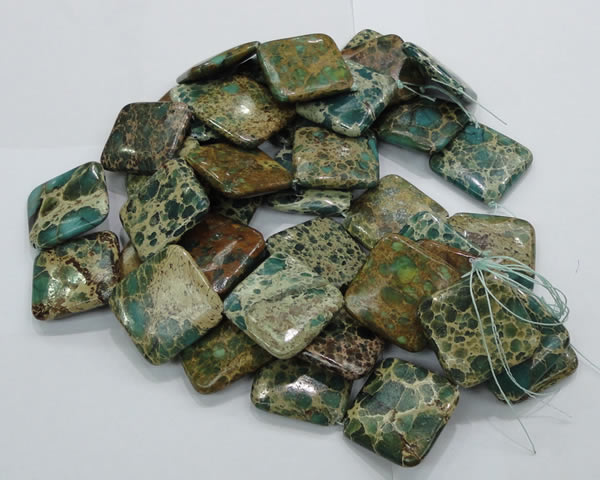 CIJ25 15.5 inches 40*40mm diamond impression jasper beads wholesale