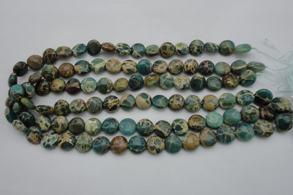 CIJ28 15.5 inches 12mm flat round impression jasper beads wholesale
