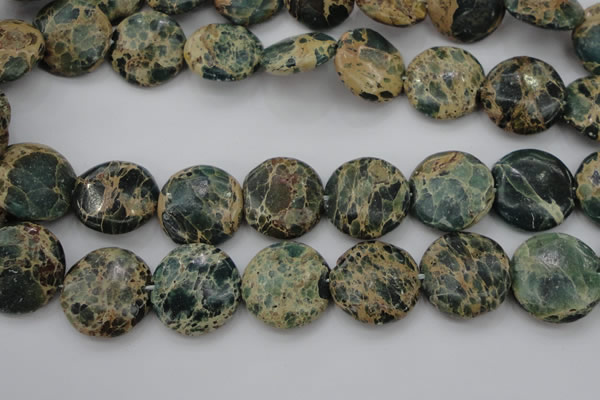 CIJ46 15.5 inches 20mm flat round impression jasper beads wholesale