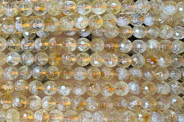 CITR10 15 inches 6mm faceted round natural citrine beads