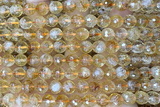 CITR11 15 inches 8mm faceted round natural citrine beads