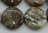 CJA07 15.5 inches 25mm coin green jasper beads wholesale
