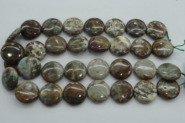 CJA07 15.5 inches 25mm coin green jasper beads wholesale