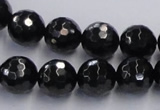 CJB08 16 inches 12mm faceted round natural jet gemstone beads wholesale