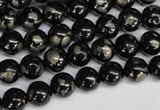 CJB151 15.5 inches 8mm round natural jet & pyrite gemstone beads