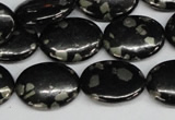 CJB160 15.5 inches 15*20mm oval natural jet & pyrite gemstone beads