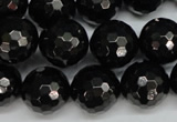 CJB47 15.5 inches 16mm faceted round natural jet gemstone beads