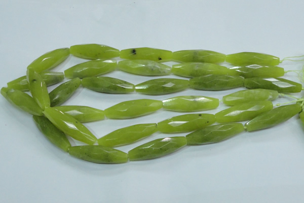 CKA111 15.5 inches 11*40mm faceted rice Korean jade gemstone beads