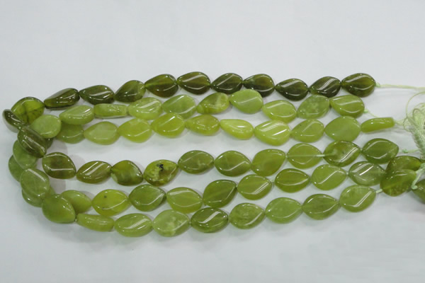 CKA114 15.5 inches 13*18mm twisted flat teardrop Korean jade beads