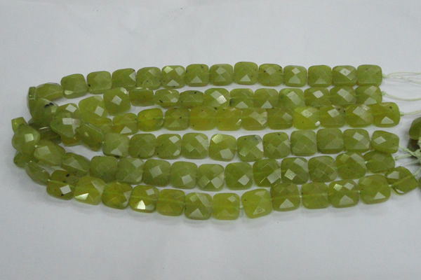 CKA116 15.5 inches 14*14mm faceted square Korean jade beads