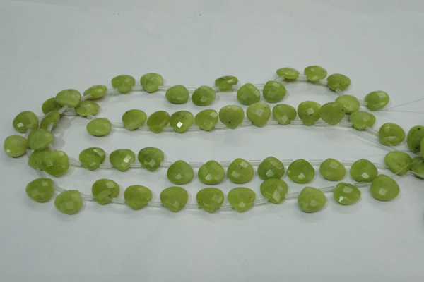 CKA119 Top-drilled 13*13mm faceted flat teardrop Korean jade beads