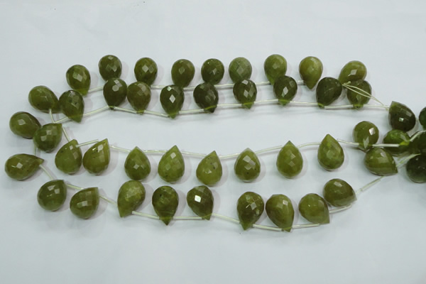 CKA121 Top-drilled 12*17mm faceted teardrop Korean jade beads