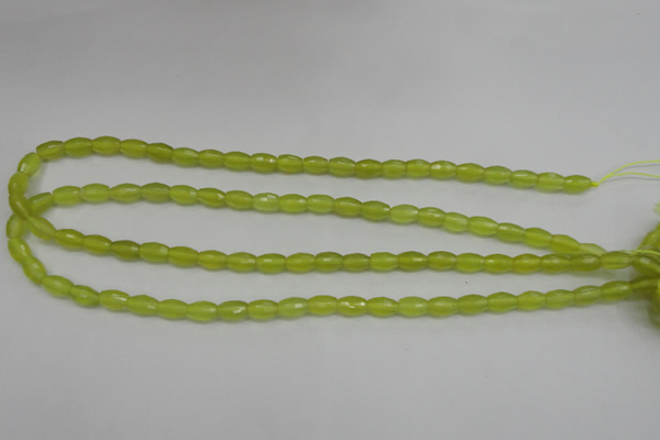 CKA225 15.5 inches 6*8mm faceted rice Korean jade gemstone beads
