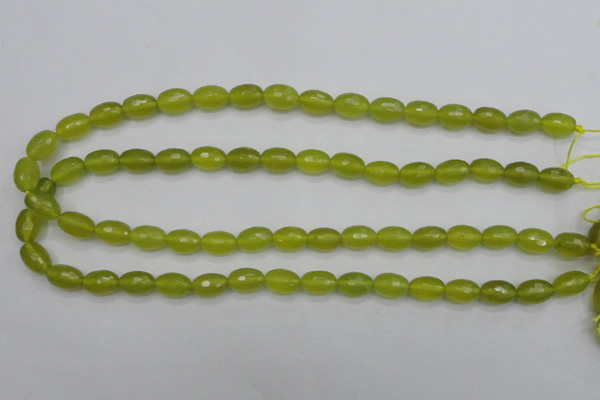 CKA226 15.5 inches 8*12mm faceted rice Korean jade gemstone beads