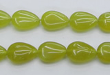 CKA255 15.5 inches 10*14mm flat teardrop Korean jade gemstone beads