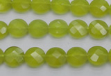 CKA265 15.5 inches 10mm faceted coin Korean jade gemstone beads