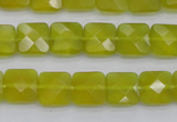 CKA285 15.5 inches 10*10mm faceted square Korean jade gemstone beads