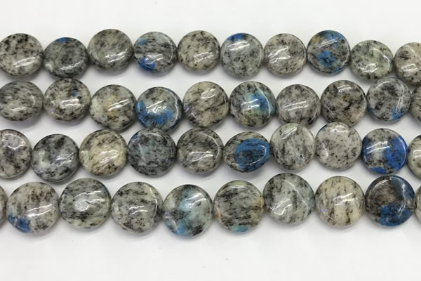 CKJ493 15.5 inches 11mm flat round natural k2 jasper beads