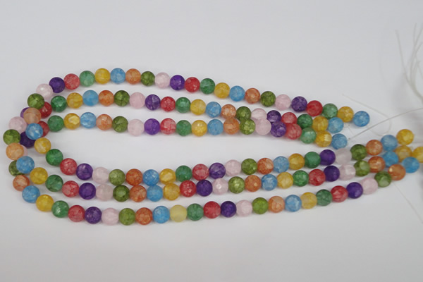 CKQ03 15.5 inches 8mm round matte dyed crackle quartz beads