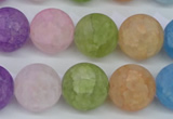 CKQ06 15.5 inches 14mm round matte dyed crackle quartz beads
