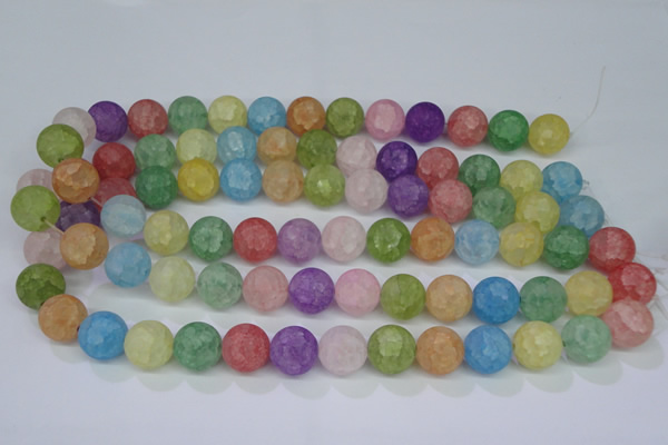 CKQ06 15.5 inches 14mm round matte dyed crackle quartz beads