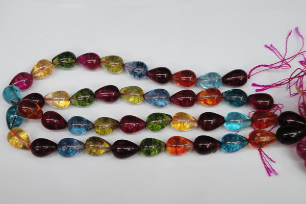 CKQ110 15.5 inches 12*18mm teardrop dyed crackle quartz beads