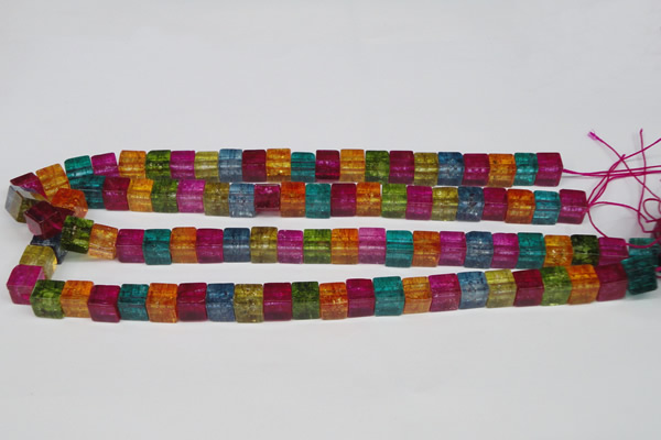 CKQ115 15.5 inches 8*8mm cube dyed crackle quartz beads