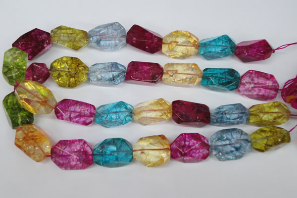 CKQ119 15.5 inches 16*26mm faceted nuggets dyed crackle quartz beads