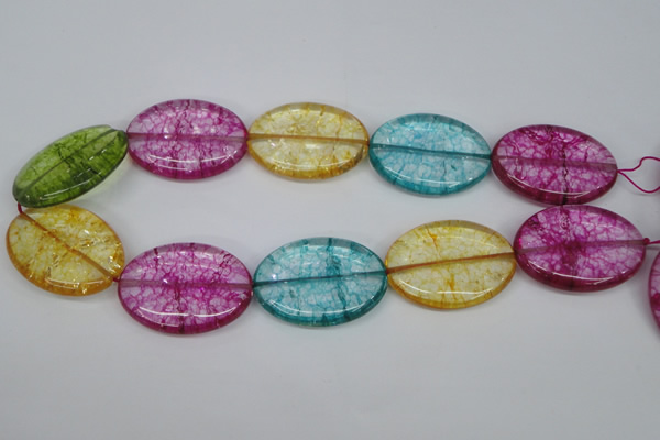 CKQ123 15.5 inches 30*40mm oval dyed crackle quartz beads