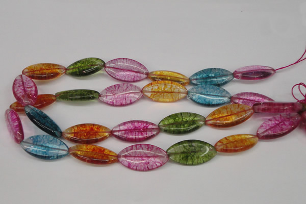 CKQ124 15.5 inches 15*30mm marquise dyed crackle quartz beads