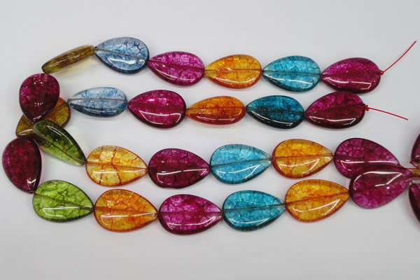 CKQ125 15.5 inches 18*25mm flat teardrop dyed crackle quartz beads