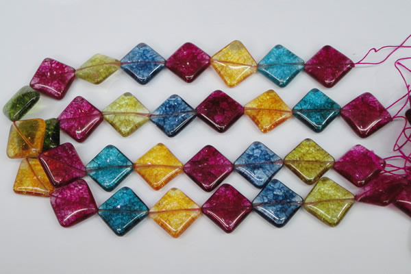 CKQ132 15.5 inches 20*20mm diamond dyed crackle quartz beads