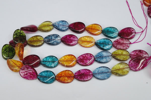 CKQ139 15.5 inches 18*25mm twisted oval dyed crackle quartz beads
