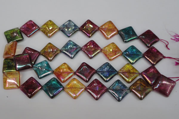 CKQ153 15.5 inches 25*25mm diamond AB-color crackle quartz beads