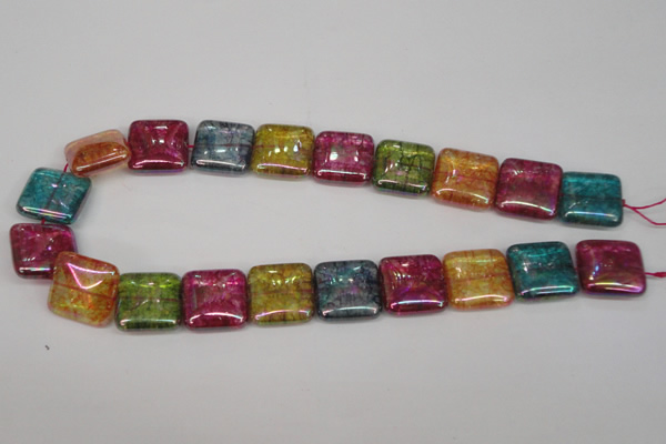 CKQ155 15.5 inches 20*20mm square AB-color crackle quartz beads