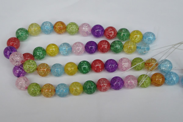 CKQ16 15.5 inches 14mm round dyed crackle quartz beads wholesale
