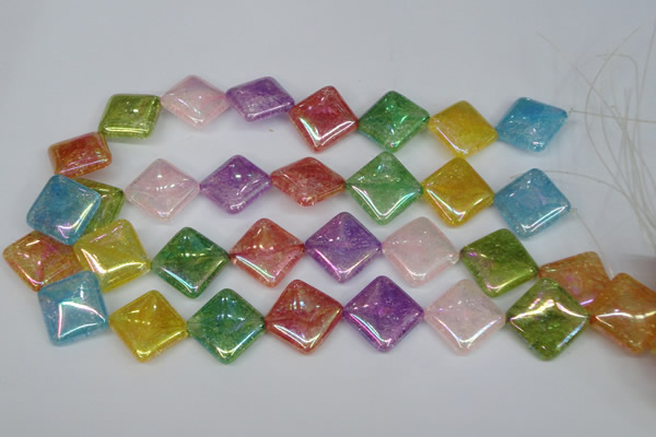 CKQ168 15.5 inches 25*25mm diamond AB-color crackle quartz beads