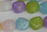 CKQ178 15.5 inches 16mm faceted coin dyed crackle quartz beads