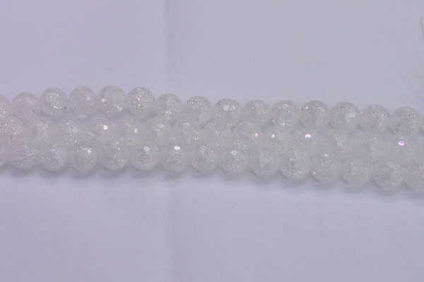 CKQ347 15.5 inches 14mm faceted round dyed crackle quartz beads