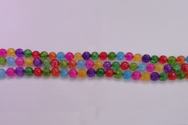 CKQ350 15.5 inches 6mm faceted round dyed crackle quartz beads