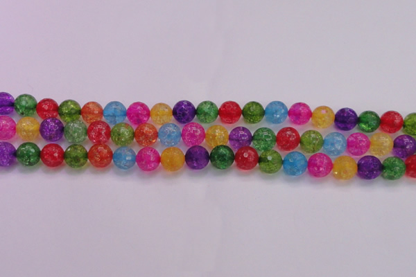 CKQ352 15.5 inches 10mm faceted round dyed crackle quartz beads