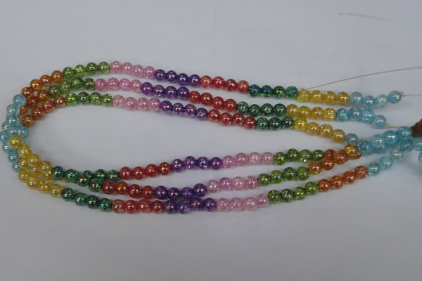 CKQ71 15.5 inches 6mm round AB-color dyed crackle quartz beads