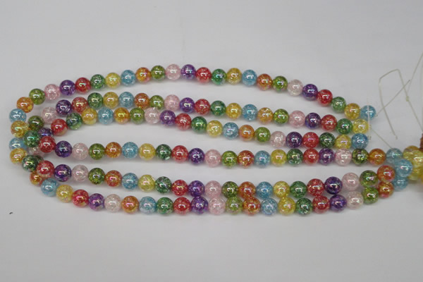 CKQ72 15.5 inches 8mm round AB-color dyed crackle quartz beads