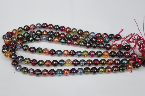 CKQ83 15.5 inches 10mm round AB-color dyed crackle quartz beads